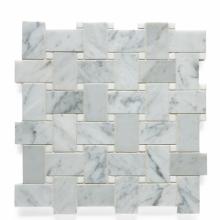 Waterworks 03-21836-59689 - Studio Stone 3cm x 5cm Basketweave Mosaic in Gray Carrara/White Thassos Polished