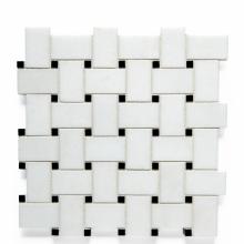 Waterworks 03-65916-84731 - Studio Stone 3cm x 5cm Basketweave Mosaic in White Thassos/Eclipse Polished
