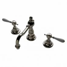 Waterworks 07-51575-48584 - Julia High Profile Three Hole Deck Mounted Lavatory Faucet with White Porcelain Lever Handles in