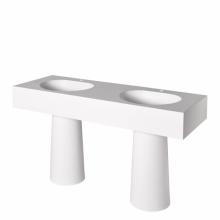 Waterworks 11-01794-39803 - Formwork Lithic  Double Pedestal Sink for One Hole Faucets 62'' x 22 1/2'' x