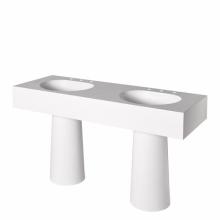 Waterworks 11-59252-40295 - Formwork Lithic  Double Pedestal Sink for Three Hole Faucets 62'' x 22 1/2''