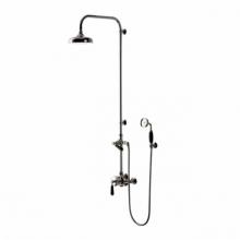 Waterworks 05-96688-75558 - Easton Classic Handshower with Diverter and Black Porcelain Lever Handle in Unlacquered