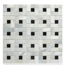 Waterworks 03-46922-43613 - Studio Stone 2cm x 4cm Arc d''Midi Mosaic in White Thassos/Eclipse Polished