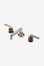 Waterworks 07-65408-66976 - Henry Low Profile Three Hole Deck Mounted Lavatory Faucet with Teak Cylinders and Metal Lever