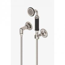 Waterworks 05-05305-64406 - Regulator Handshower on Hook with Black Handle in Unlacquered Brass, 2.5gpm