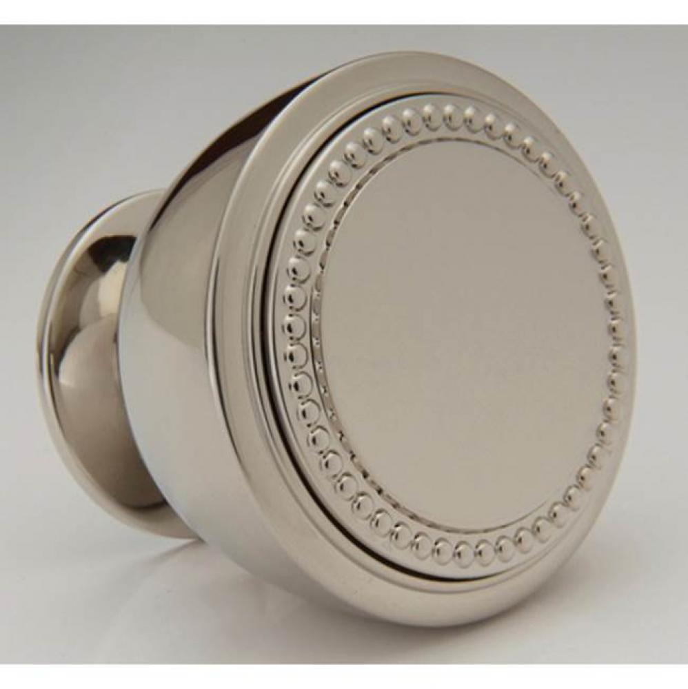 Decorative 1-1/2'' Bead Font Knob - Engraved - Polished Antique