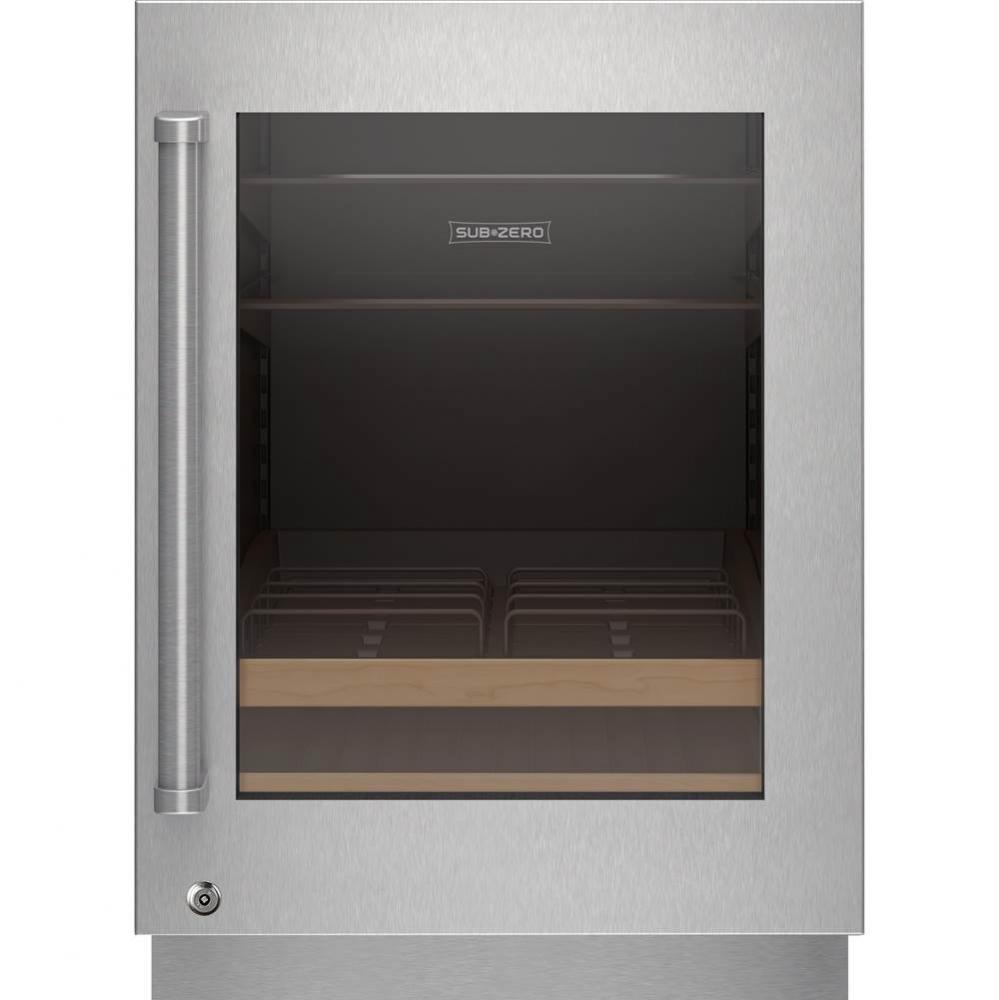 Designer Series Undercounter Stainless Steel Glass Door Panel With Lock And Pro Handle - Right Hin