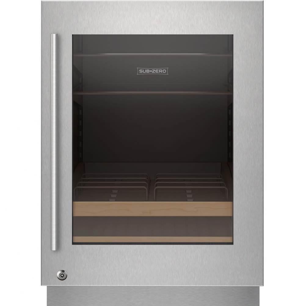 Designer Series Undercounter Stainless Steel Door Panel With Lock And Tubular Handle - Right Hinge