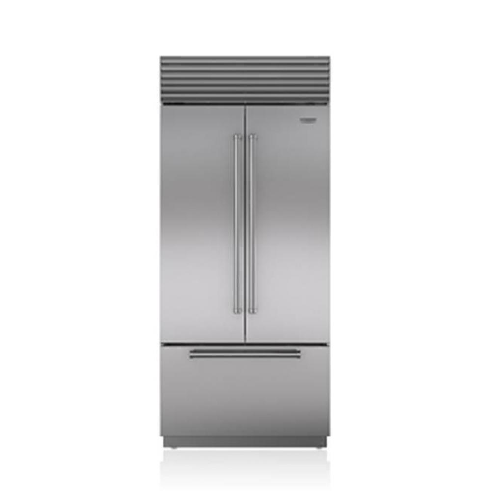 36' BUILT-IN, FRENCH DOOR, INTERNAL DISPENSER, SS, TUBULAR HANDLE