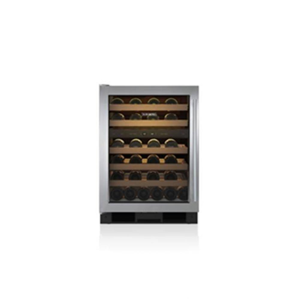 24'' WINE STORAGE, GLASS DOOR, SS, TUBULAR HANDLE, LEFT