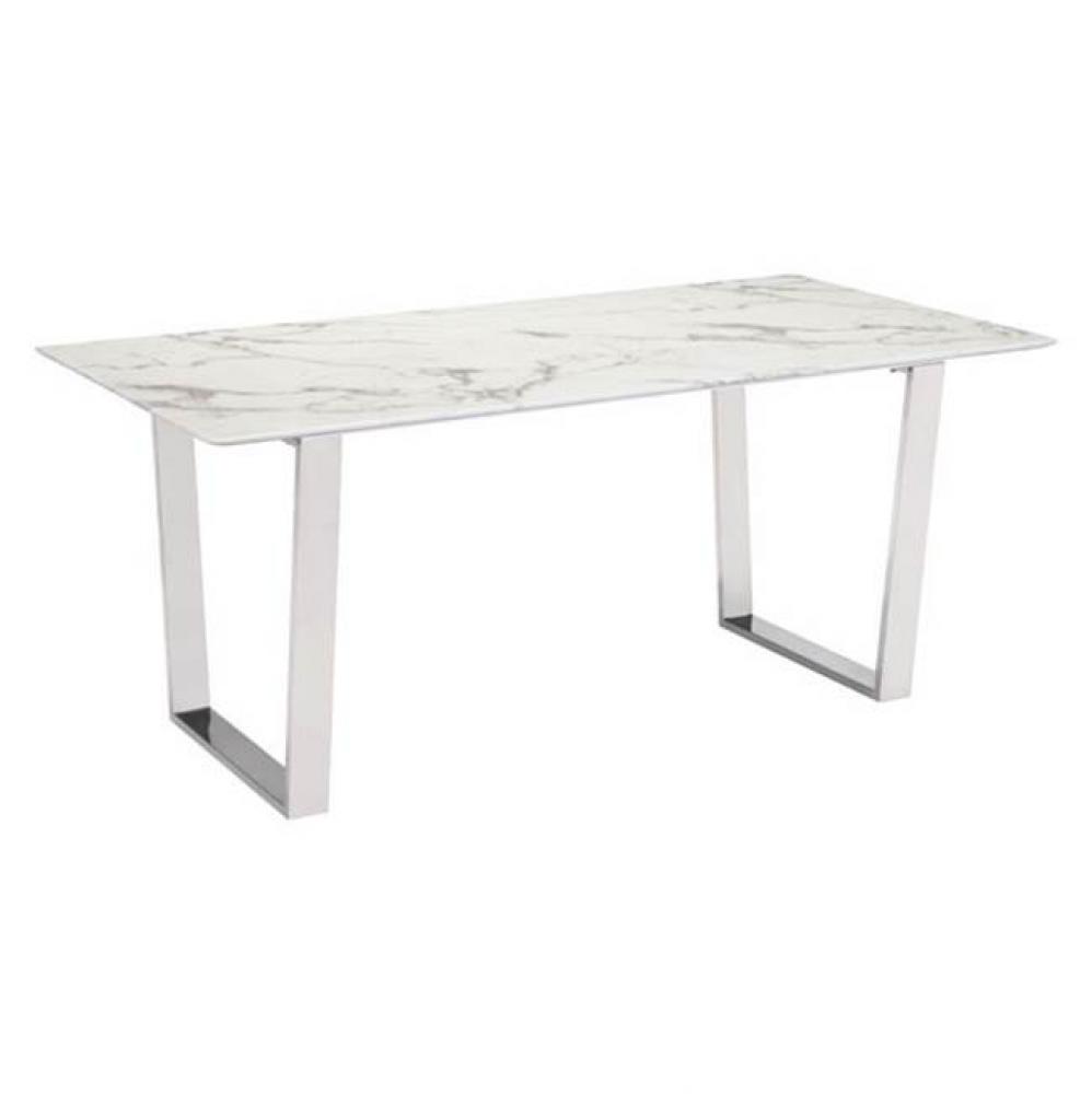 Atlas Dining Table White and Silver