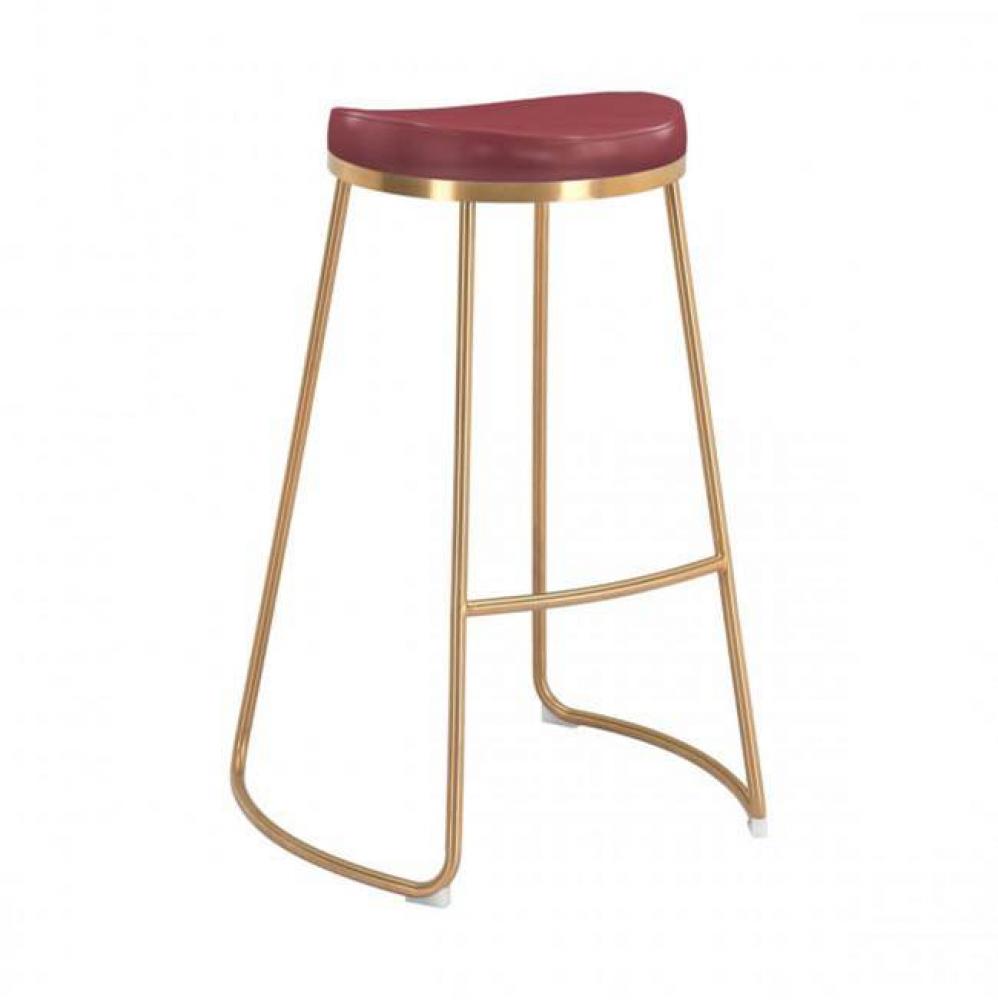 Bree Barstool (Set of 2) Burgundy and Gold