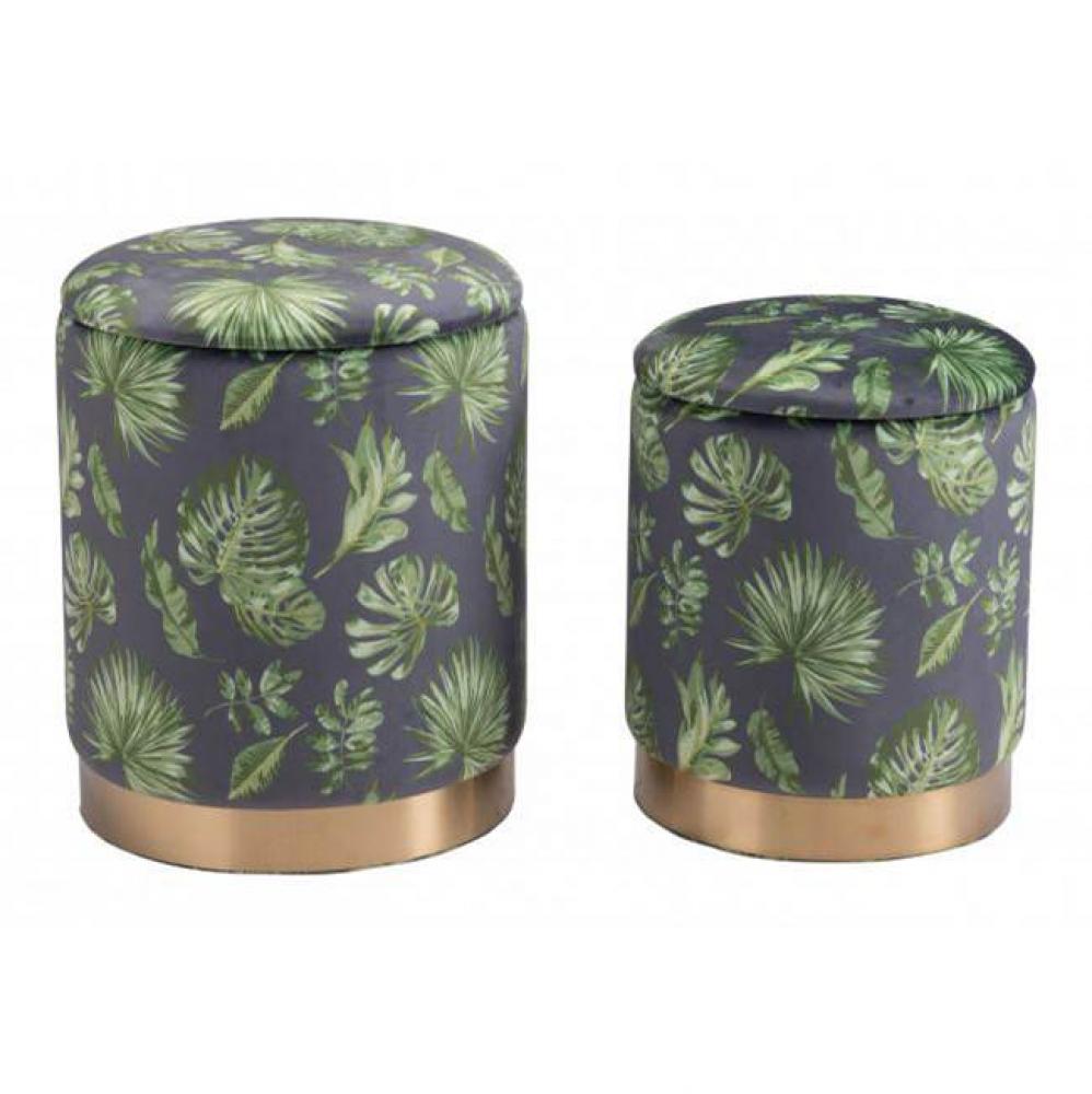 Benson Storage Ottoman Set Green