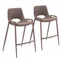 Zuo 109732 - Desi Counter Stool (Set of 2) Brown and Walnut