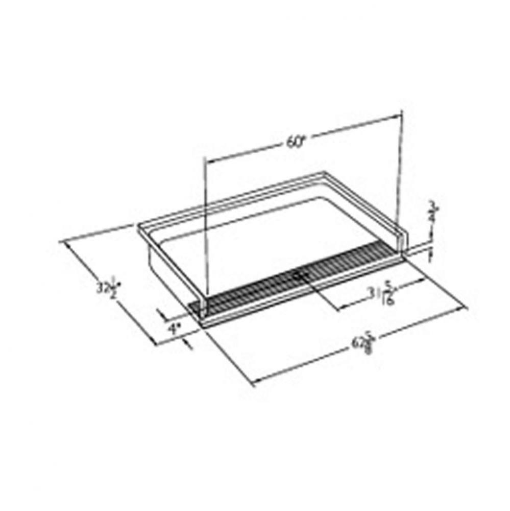 60 x 30 code compliant solid surface roll in shower base with integral trench