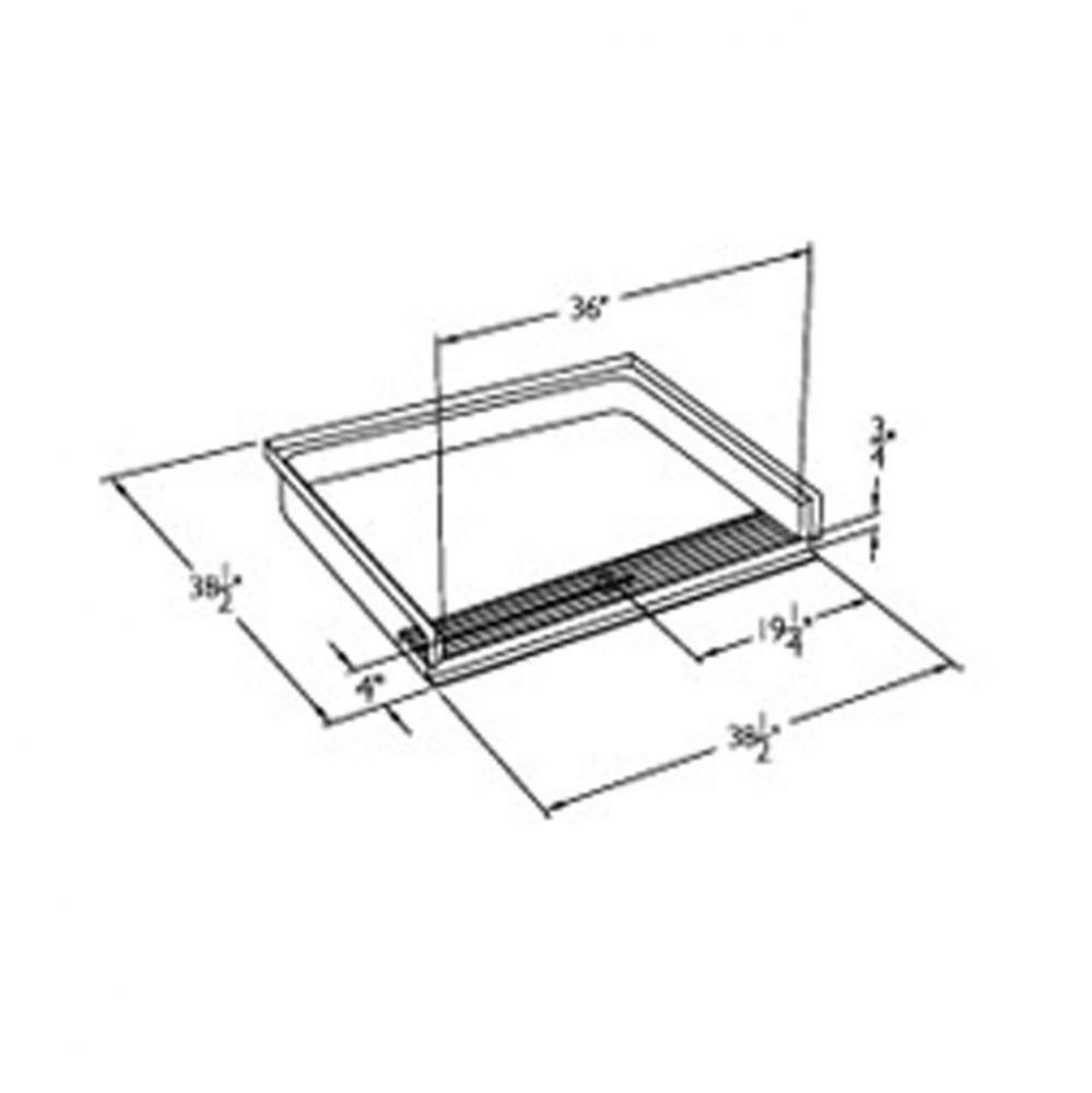 36 x 36 code compliant gelcoat transfer shower base with integral trench