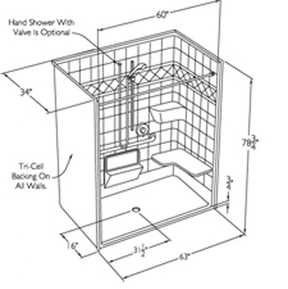60 x 32 code compliant solid surface solid surface one piece roll in