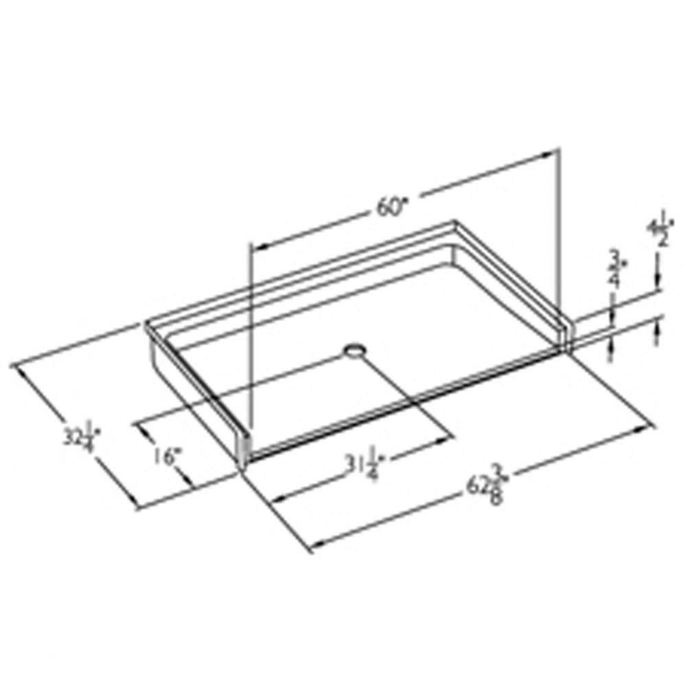 60 x 30 code compliant gelcoat roll in shower