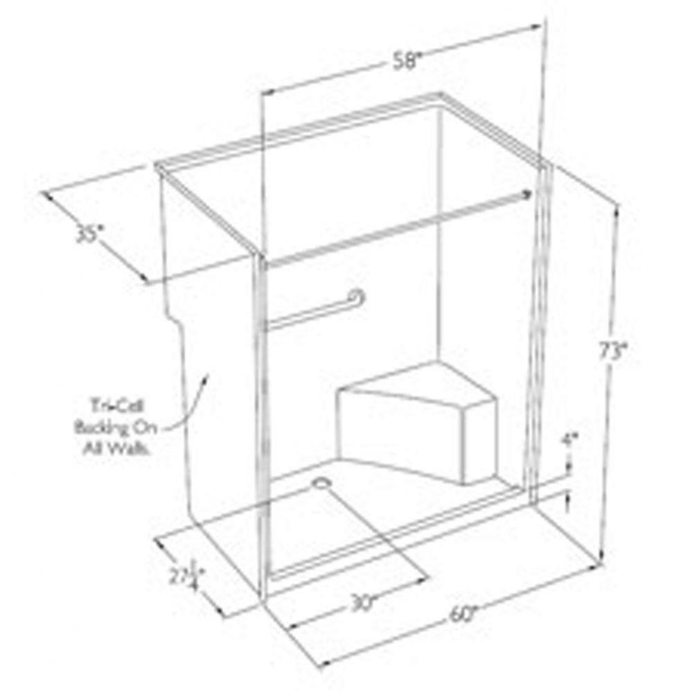Accessible solid-surface shower with integral