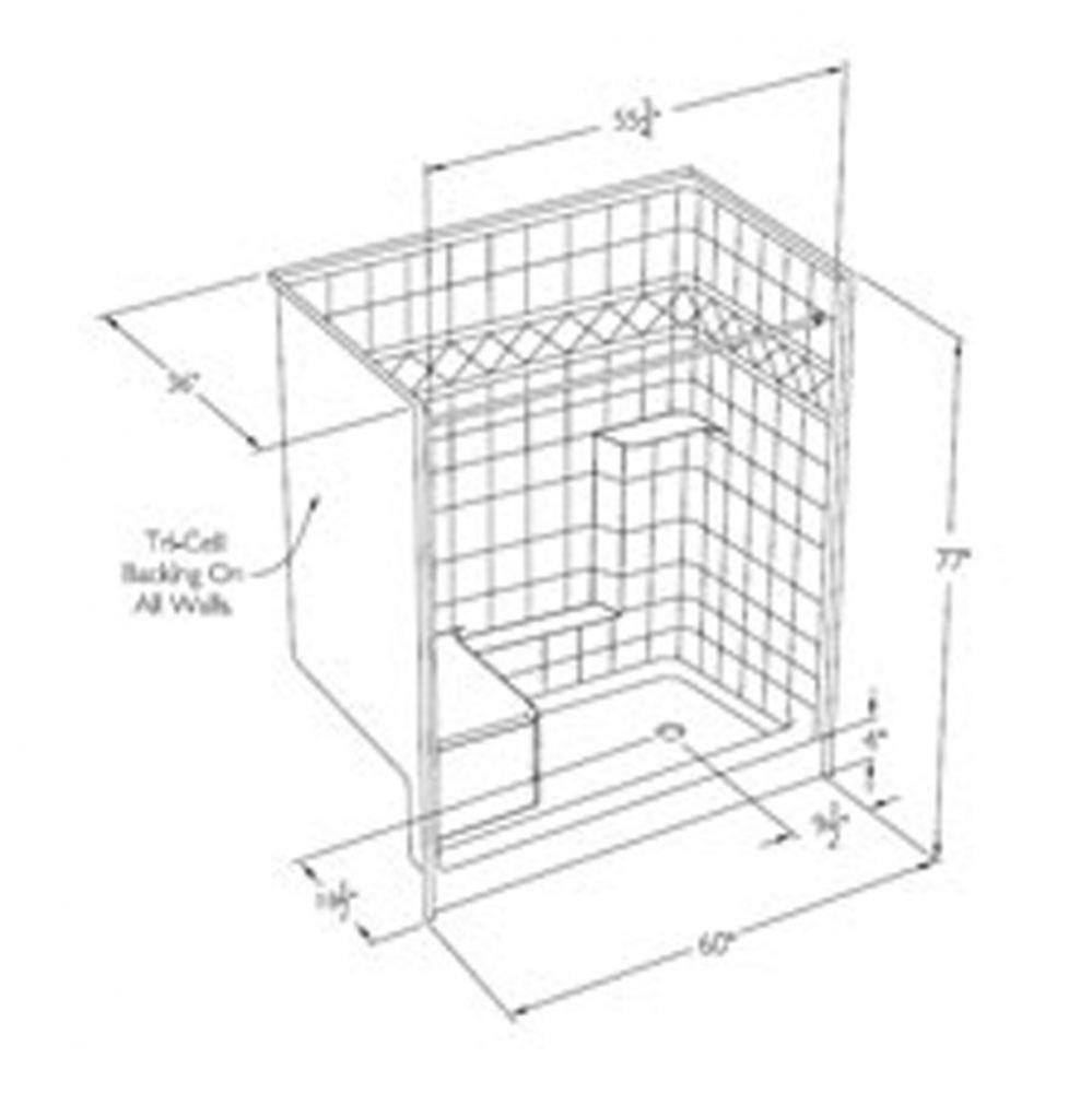 Millennia tile-pattern gelcoat shower with integral