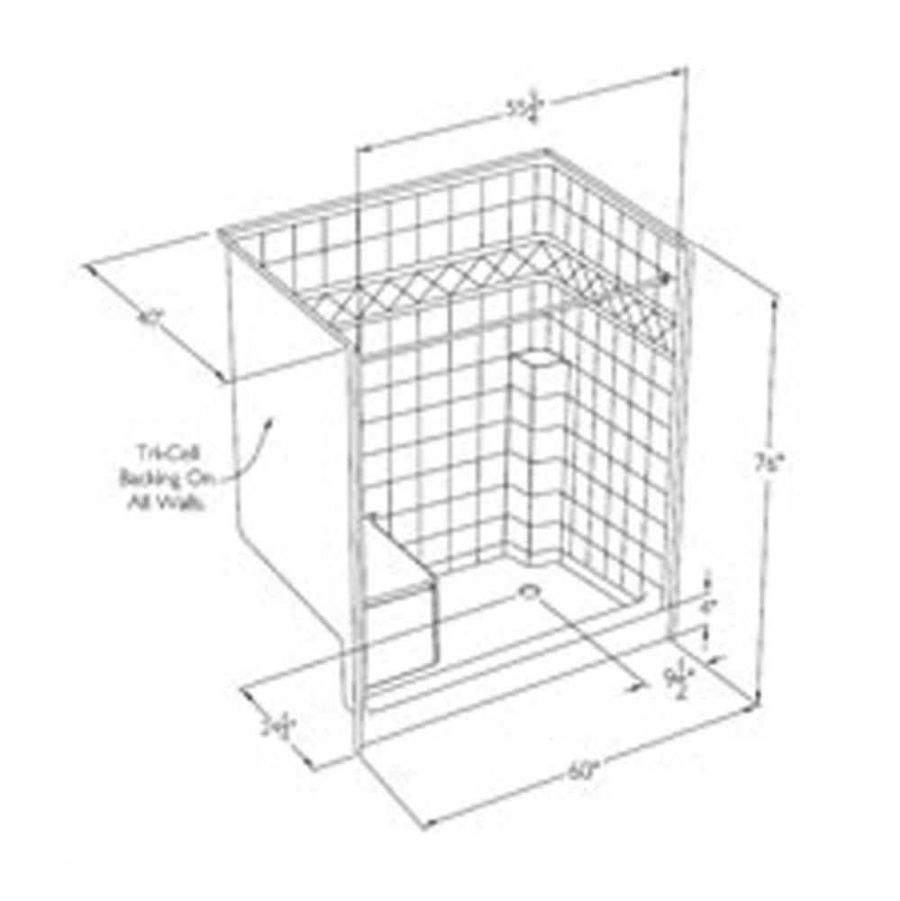Millennia tile-pattern gelcoat shower with integral
