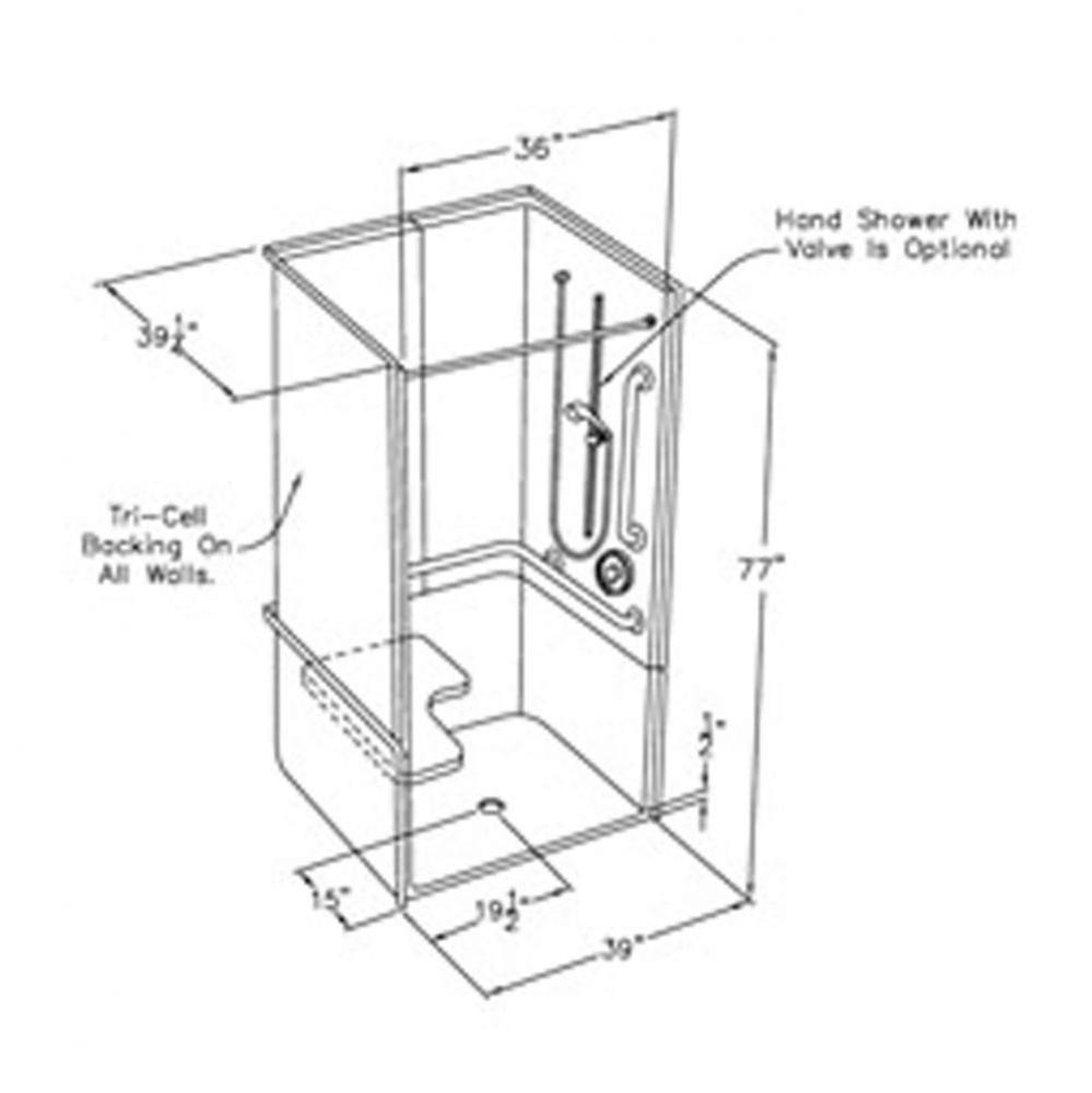 36 x 36 accessible solid surface (or gelcoat) multi-piece transfer