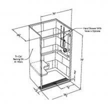 Comfort Designs SST3838TR.75 1P L-Bar - 36 x 36 code compliant solid surface one piece transfer shower with integral trench