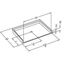 Comfort Designs SSB6238BF.75 Base - 60 x 36 code compliant solid surface roll in shower
