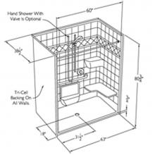 Comfort Designs SST6337BF L-Bar - 60 x 36 code compliant solid surface roll in
