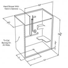 Comfort Designs XSS6239BF L-Bar - 60 x 36 code compliant gelcoat roll in
