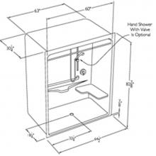 Comfort Designs XSA6430BF L-Bar - 60 x 30 acrylic code compliant roll in shower with dome