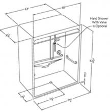 Comfort Designs XSA6430BF U-Bar - 60 x 30 acrylic code compliant roll in shower with dome