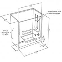 Comfort Designs SSS6009TS - 60 x 32 code compliant solid surface tub shower with flat back wall and low step in