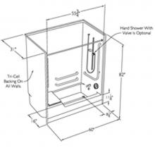 Comfort Designs XSS6009TS - 60 x 32 code compliant gelcoat tub shower with flat back wall and low step in