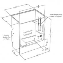 Comfort Designs XSA6000TS OT - 60 x 32 code compliant acrylic tub shower with open