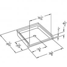 Comfort Designs SSB3838BF.5 Base - 36 x 36 code compliant solid surface transfer shower