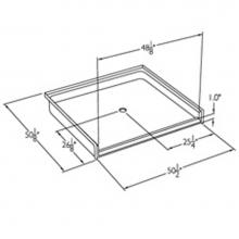 Comfort Designs XSB5050BF1.0 Base - 48 x 48 Veterans Administration code compliant gelcoat shower