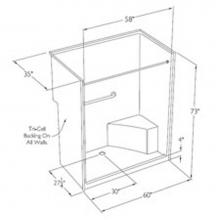 Comfort Designs SSS6096SH MS - Accessible solid-surface shower with integral