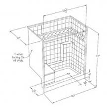 Comfort Designs SST6032SH MS - Millennia tile-pattern solid-surface shower with integral