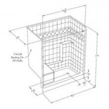 Comfort Designs XST6032SH MS - Millennia tile-pattern gelcoat shower with integral