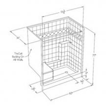 Comfort Designs XST6036SH MS - Millennia tile-pattern gelcoat shower with integral