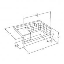 Comfort Designs SSB6032SH MS L/R - Solid-surface shower base with integral
