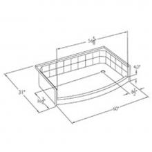 Comfort Designs XSB3060SH L/R - Gelcoat shower base with radius front