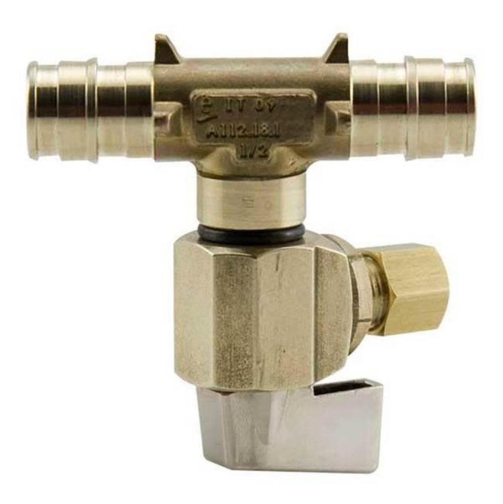 Propex Lf Brass In-Line Ice Maker Tee, 1/2'' Pex X 1/2'' Pex X 1/4''