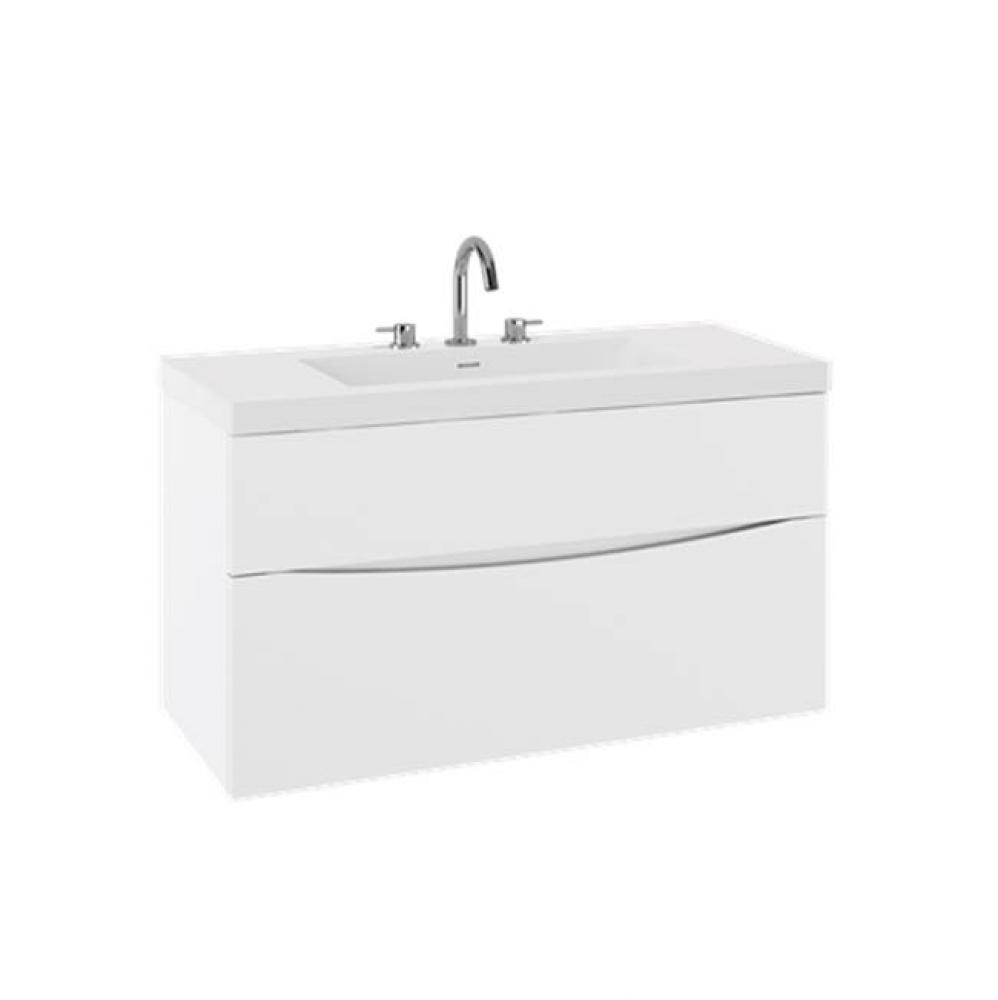 Mpro Double Drawer Unit With Smith Basin Top, 39In, White