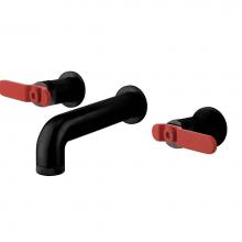 Crosswater London US-UN131WNMB_RLV - Union Wall-mount Widespread Basin Faucet with Red Lever Handles MB
