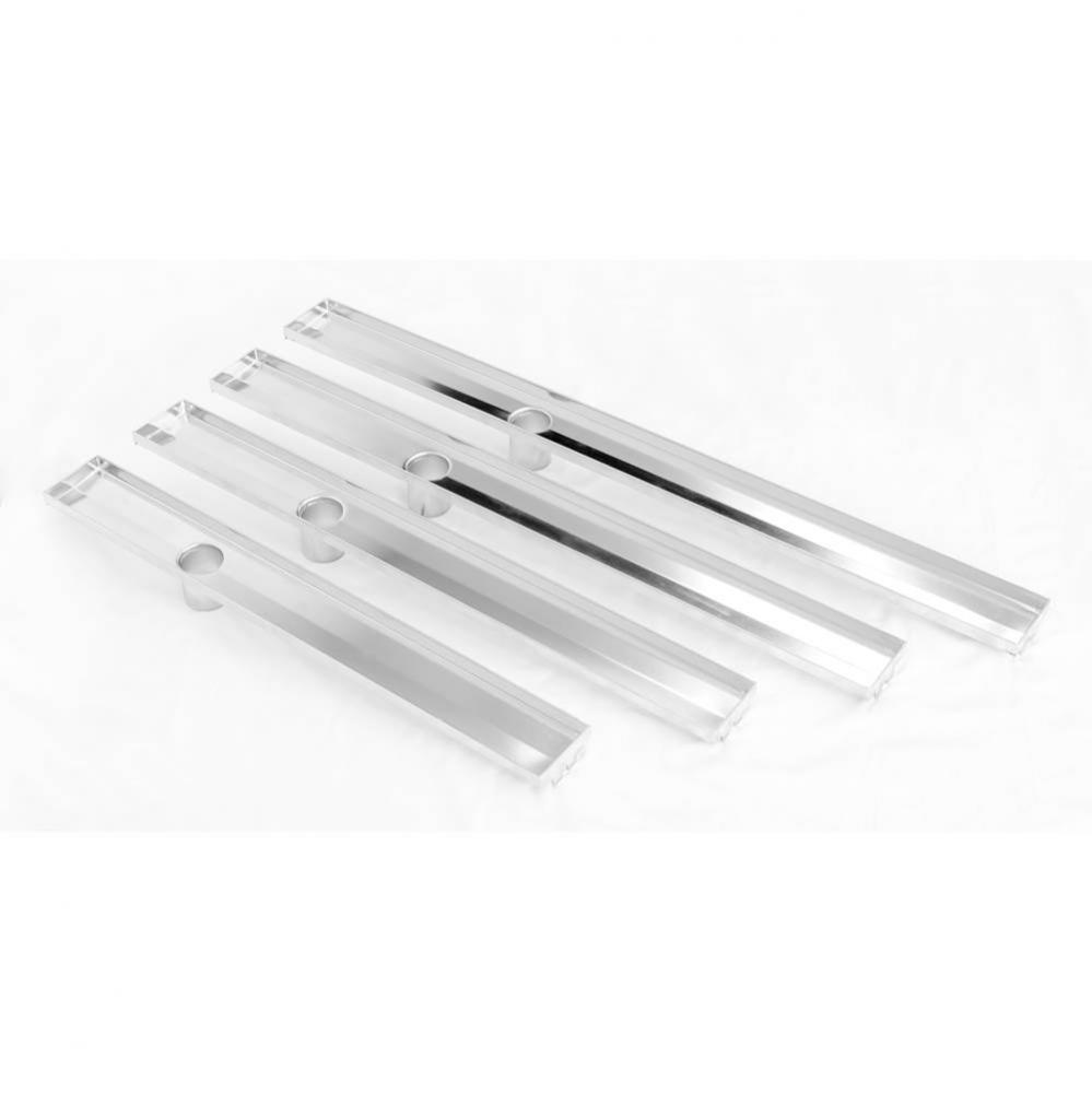 40'' (1000mm/39.37'') PE Channel - Offset Outlet - Brushed Stainless