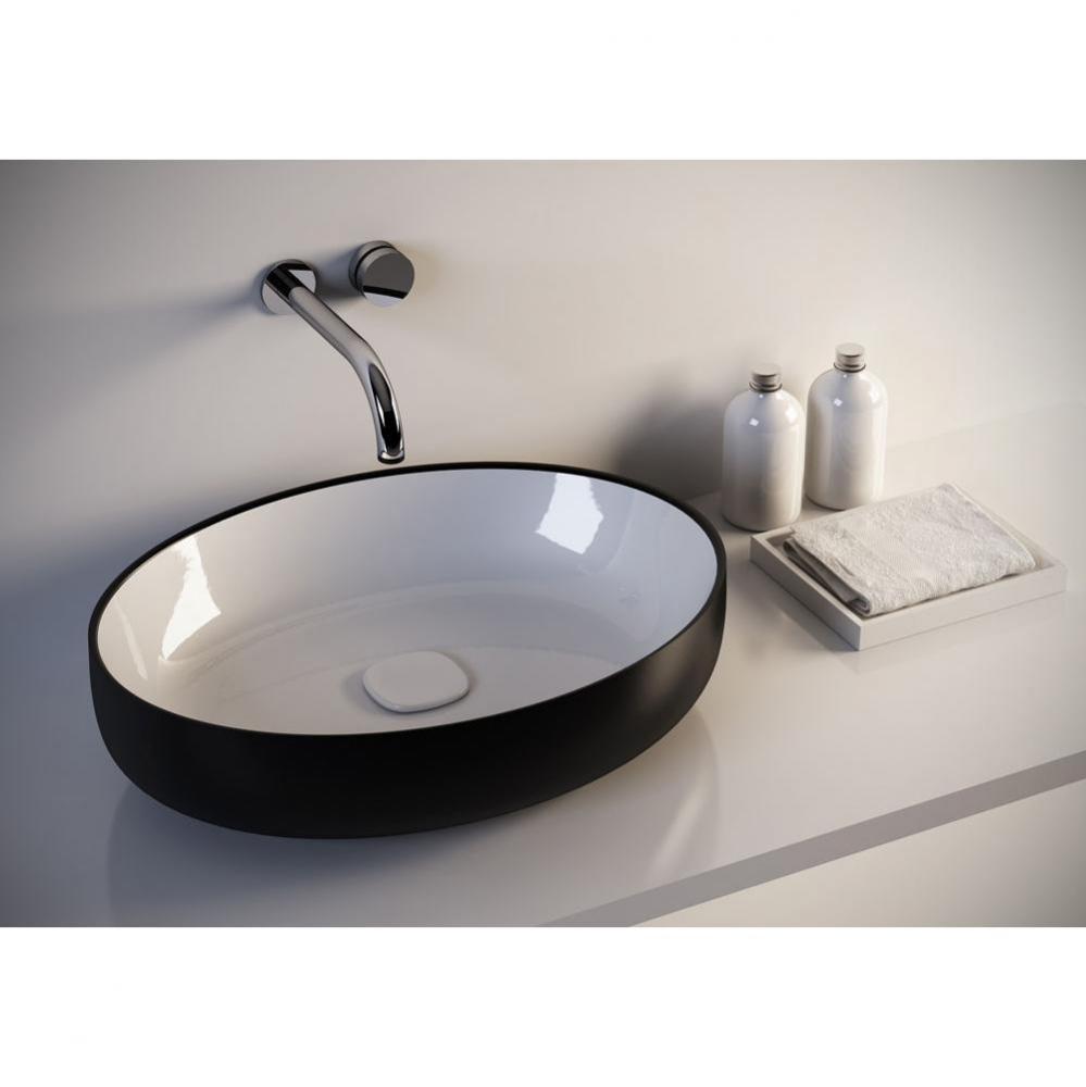 Aquatica Metamorfosi-Blck-Wht Oval Ceramic Bathroom Vessel Sink
