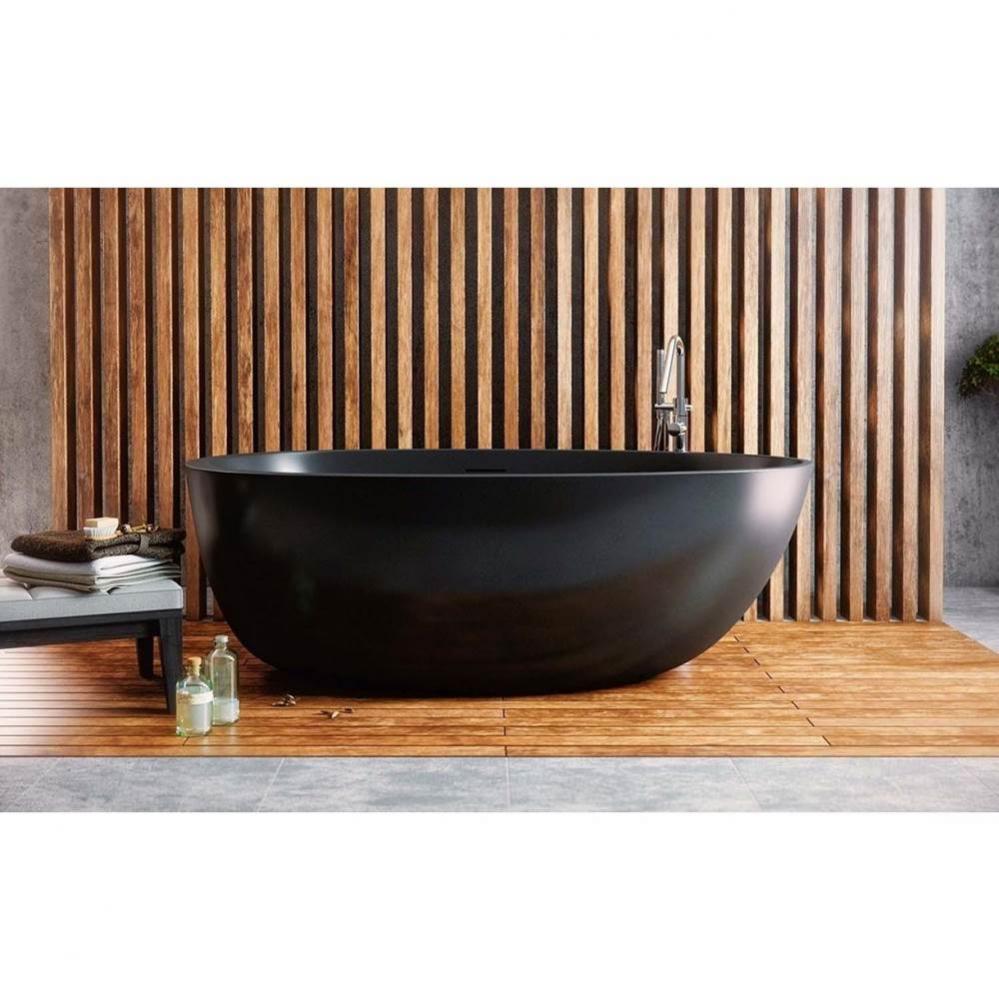 Aquatica Spoon 2 Egg Shaped Graphite Black Solid Surface Bathtub