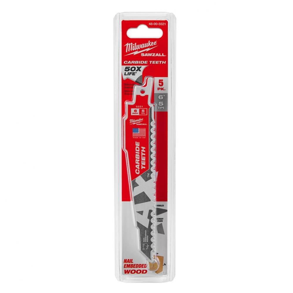 6In Cax 5Pk Sawzall Blade